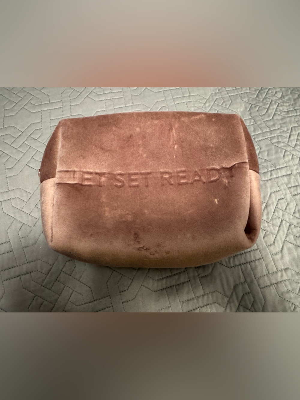 Jet Set Ready Pink Velour Cosmetic Bag